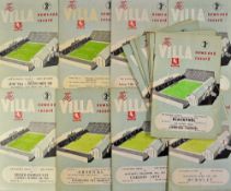 Aston Villa home match programmes 1951/52 Arsenal/Huddersfield Town, Preston, Tottenham Hotspur,