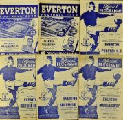 Selection of Everton home programmes to include 1946/47 Middlesbrough, Sheffield Utd, Southend