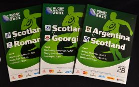 Rugby World Cup 2011 Programmes: Scotland trio, standard issues v Romania and Georgia at