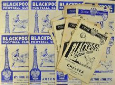 Blackpool home programmes to include 1950/51 Chelsea 1951/52 Derby County, Burnley 1952/53