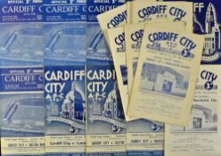 Cardiff City home programmes to include 1951/52 Doncaster Rovers, Sheffield Wednesday, Brentford