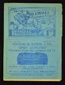 War abandoned league season 1939/40 regional South A tournament match programme Millwall v Watford