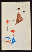 1965 France versus Scotland post-match rugby dinner menu-played at the Stade De Colombes single