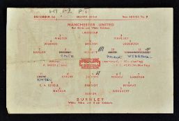 War-time 1945/46 Manchester United v Burnley dated 1 December 1945 match programme at Maine Road.