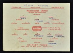 War-time 1945/46 Manchester United v Grimsby Town dated 12 January 1946 match programme at Maine