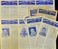 Queens Park Rangers home programmes to include 1945/46 Clapton Orient, Norwich City, Watford. 1946/