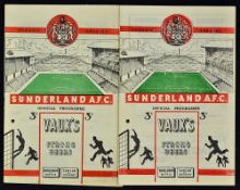 Sunderland v Chelsea football programmes 1951/52 and 1952/53 league matches. (2) Very Good.