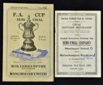 1949 FA Cup Semi-Final match programmes Wolverhampton Wanderers v Manchester United at