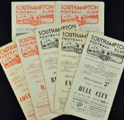 Selection of Southampton home programmes to include 1951/52 Hull City 1952/53 Everton, Brentford