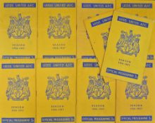 1956/57 Leeds Utd home match programmes to include Aston Villa, Birmingham City, Cardiff City,