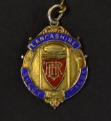 1956/57 Lancashire Rugby League silver gilt and enamel winners medal - engraved on the reverse 