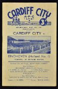 1951 Festival of Britain Cardiff City v Eindhoven (Holland) match programme dated 9 May 1951. (
