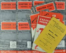 Collection of Exeter City home match programmes to include 1945/46 Aldershot (Cup) 1952/53 Ipswich