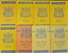 Leeds Utd home programmes 1951/52 QPR, Sheffield Wednesday, 1953/54 Brentford 1954/55 Blackburn