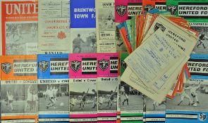 Collection of Hereford Utd home football programmes from the non-league years of the late 1960's