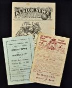Wartime football programmes: 28.10.44. WBA v Aston Villa, 1.12.45. Grimsby v Barnsley and 29.12.