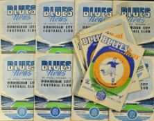 Selection of Birmingham City home programmes to include 1953/54 Stoke City, Bristol Rovers,