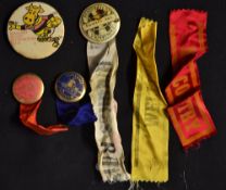 New Zealand Provincial Rugby Club badges c.1950's -fine collection of 6x pin badges and ribbons to