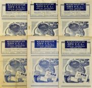 1946/47 Manchester City home match programmes v Chesterfield, Bradford Park Avenue, Coventry City,