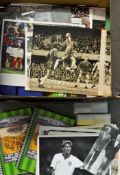 A mixed box of football ephemera to include football photographs (quantity), football club