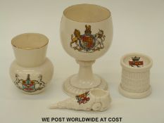 Goss large goblet with Arms for King Edward VII together with a Goss pipe found at Popes House,