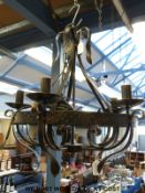 A wrought iron five-branch chandelier (H54 x D45cm)