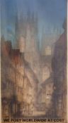 James Alphege Brewer signed coloured etching 'York (Petergate)' (40 x 21cm)