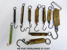 Ten spring balances to include Hughes pocket balance, Excelsior,