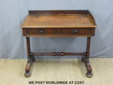 An 19thC mahogany desk/dressing table with two drawers and gallery (H83 x W92 x D56cm)
