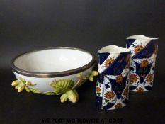 A majolica bowl, possibly Moore Brothers,