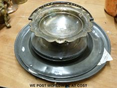 A collection of 10 pewter plates and two chargers, all with London touch marks,