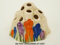 Clarice Cliff flower frog in Crocus pattern (7.