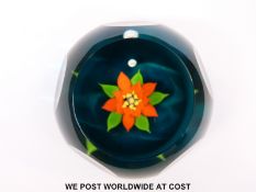 William Manson for Caithness faceted glass paperweight,