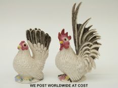 Nymphenburg pair of cockerel and hen figures (tallest 15cm)