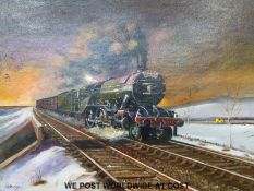 D W Ballard set of four oil on boards of steam locomotives (each 40x50cm)