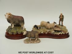 Three Border Fine Arts sheep themed models including a limited edition by Ayres,
