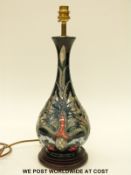 Moorcroft lamp base in Snakeshead pattern (43cm tall)