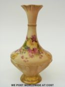 Royal Worcester blush ivory pedestal vase decorated with flowers,