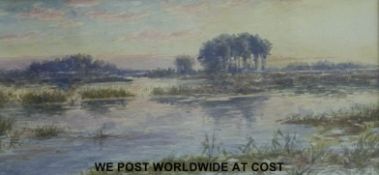 Two watercolours attributed to David Charles Read (1760-1851) cottage by river (11.5cm x 18.