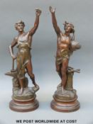 A pair of Spelter figures after J.B.
