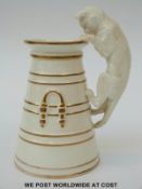 A Copeland cream jug in the form of a milk churn with figural cat handle (15cm tall)