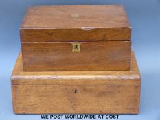 A 19thC mahogany writing slope (W35cm) and an oak Walker & Hall cutlery box