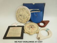 A quantity of various circular calculators / converters to include fan performance, steelwork,