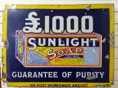 A Sunlight soap enamel advertising sign (69x93cm)