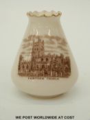 W H Goss vase decorated with Fairford church