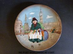 Three Royal Doulton plates including Balloon Seller and Silks and Ribbons