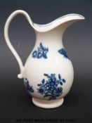 A first period Worcester pedestal jug with crescent mark to base (14cm tall)
