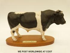 Royal Doulton Friesian Bull with matt finish on plinth