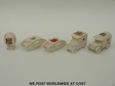 A collection of WWI military vehicles to include Shelley Red Cross van City of London,