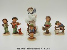 Five Goebel Hummel figures and a Coalport example